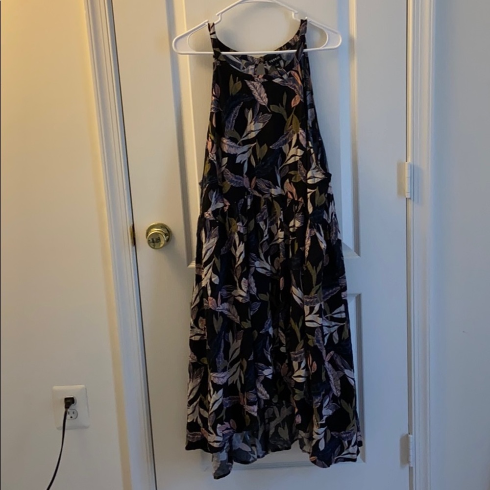 Black pink and green dress